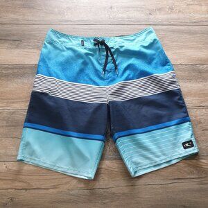 ONeill Mens Multicolor Striped Board Shorts Size 36 Quick-Dry Swim Trunks With A